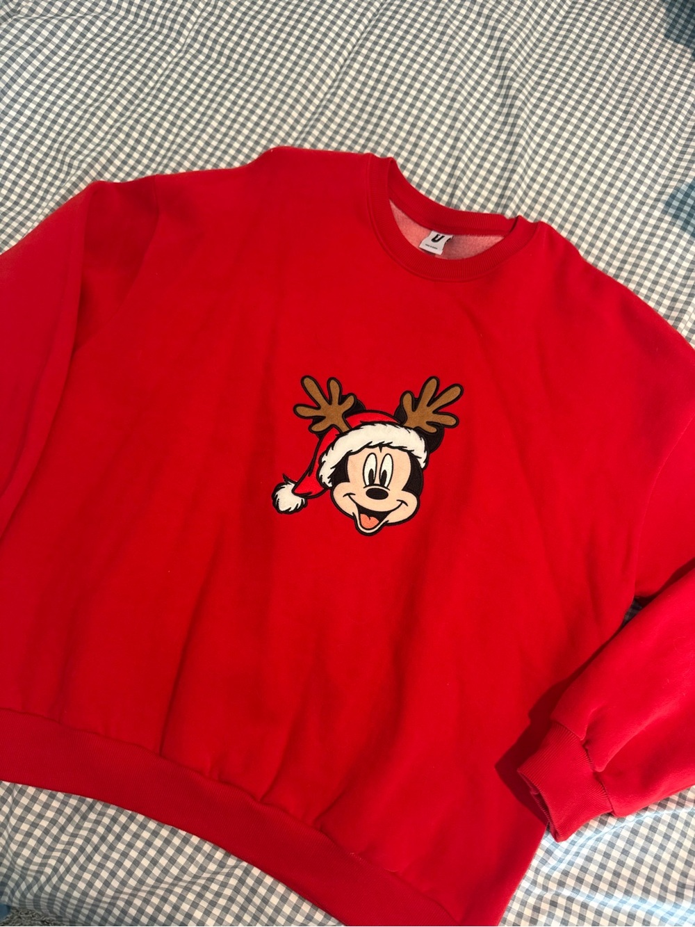 Disney Red Mickey Mouse Holiday Crewneck Sweatshirt